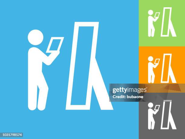 rehearse flat icon on blue background - practicing speech stock illustrations