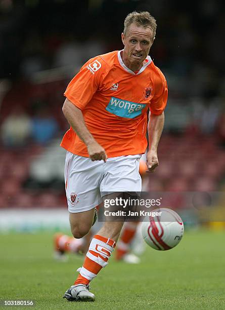 Brett Ormerod of Blackpool in action during the pre-season friendly match between Bristol City and Blackpool at Ashton Gate on July 31, 2010 in...