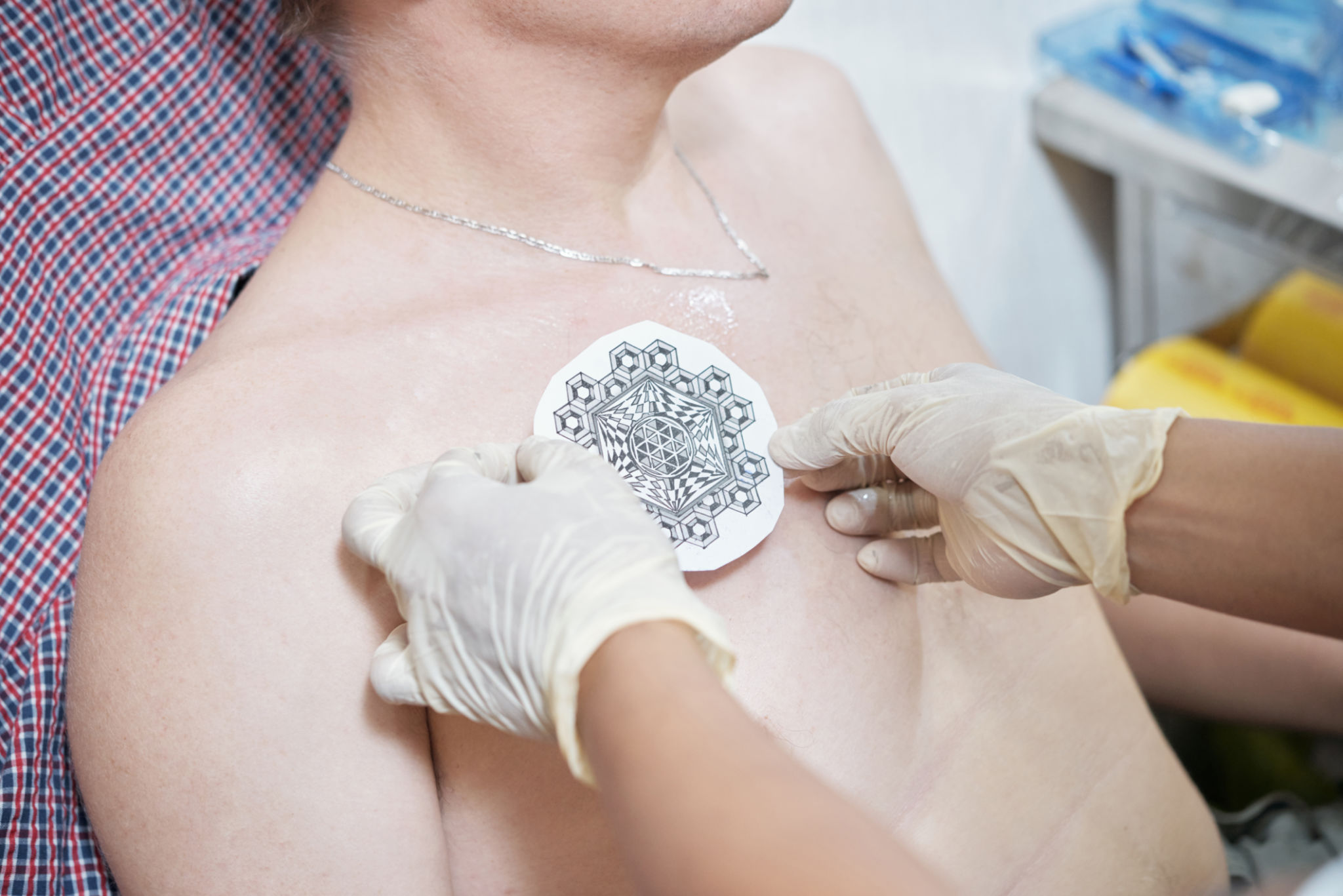 applying temporary tattoos