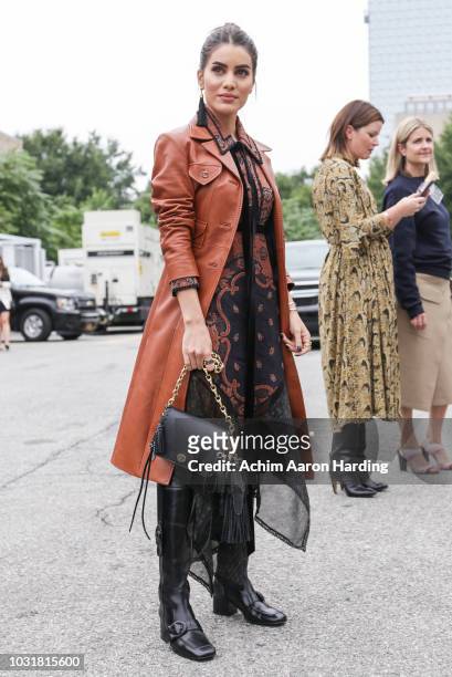 Camila Coelho seen wearing Coach in the streets of Manhattan during the New York Fashion Week on September 10, 2018 in New York City.