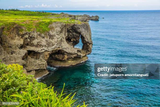 landmark in okinawa, japan, scenery of manzamo cape - okinawa prefecture stock pictures, royalty-free photos & images