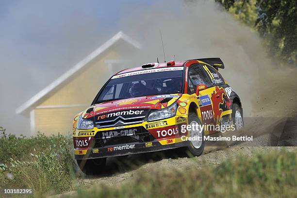 Petter Solberg of Norway and Chris Patterson of Ireland compete in their Citroen C4 during Leg 2 of the WRC Rally Finland on July 31, 2010 in...