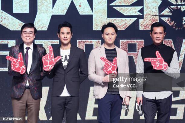 Actors Raymond Wong Pak-ming, Kevin Cheng Ka-wing, Julian Cheung Chi-lam and Louis Koo Tin-lok attend the premiere of director David Lam Tak-luk's...