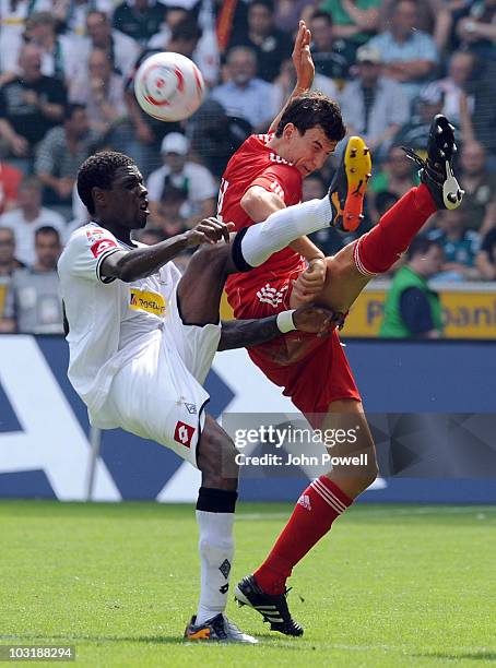 Liverpools Daniel Ayala goes in during the pre-season friendly match between Borussia M'Gladbach and Liverpool at the Borussia Park Stadium on August...