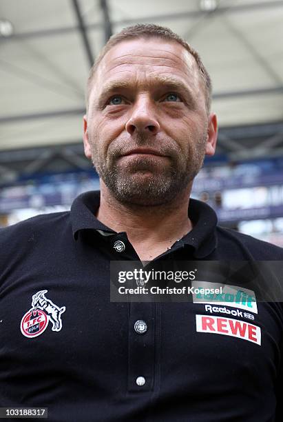 Assistant coach Thomas Haessler of Koeln is seen during the LIGA total! Cup 2010 third place play-off match between Hamburger SV and 1. FC Koeln at...