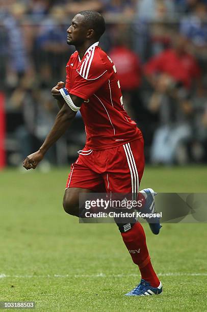 Collin Benjamin of Hamburg runs during the LIGA total! Cup 2010 third place play-off match between Hamburger SV and 1. FC Koeln at the Veltins Arena...