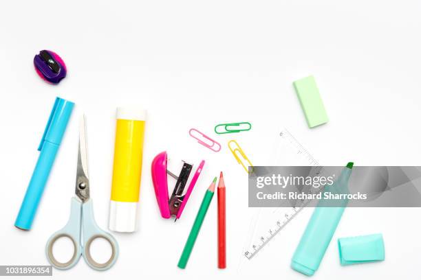 stationery - pink eraser stock pictures, royalty-free photos & images