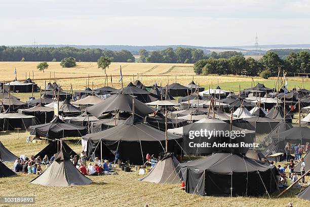 About 5000 young scouts from Germany, Russia, Belgium, Suisse, USA and Italy aged 12 to 20 participate in a camp on August 1, 2010 in Almke near...