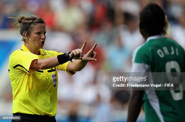Referee Carol Anne Chenard gives advise during the FIFA U20 Women's World Cup Final match between Germany and Nigeria at the FIFA U-20 Women's World...