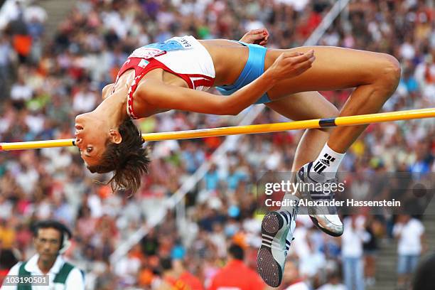 Blanka Vlasic of Croatia competes in the Womens High Jump Final during day six of the 20th European Athletics Championships at the Olympic Stadium on...