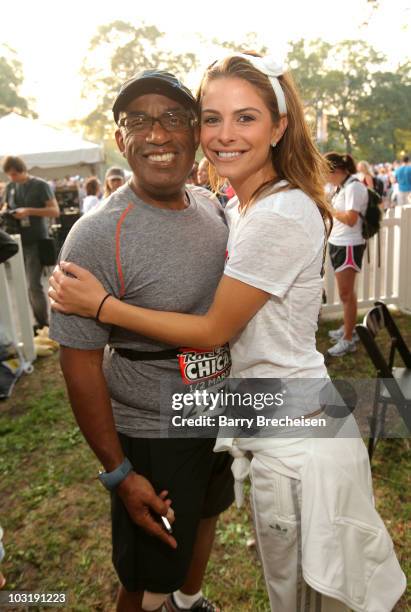 Weatherman Al Roker and Access Hollywood's Maria Menounos attend the Rock 'n' Roll Half Marathon on August 1, 2010 in Chicago, Illinois.