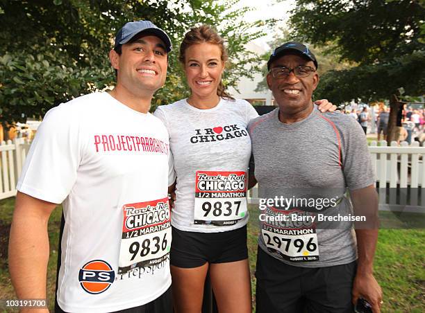 "The Bachelor" Molly Mesnick, Jason Mesnick and NBC weatherman Al Roker attend the Rock 'n' Roll Half Marathon on August 1, 2010 in Chicago, Illinois.