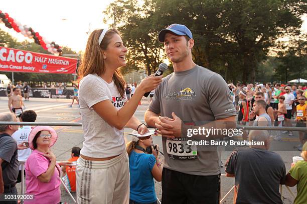 Access Hollywood's Maria Menounos and "The Bachelor" Jake Pavelka attend the Rock 'n' Roll Half Marathon on August 1, 2010 in Chicago, Illinois.