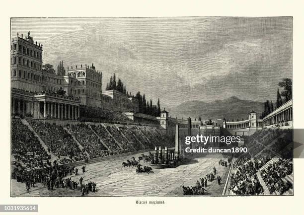 circus maximus, ancient roman chariot-racing stadium - rome empire stock illustrations