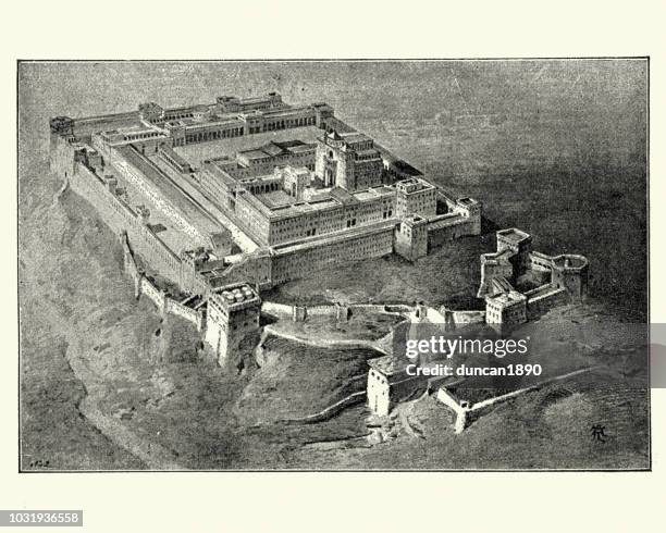 the temple in jerusalem from the time of solomon - jerusalem temple stock illustrations