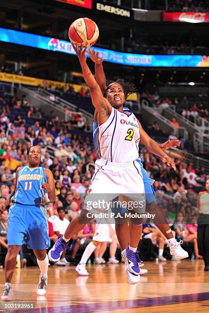 Temeka Johnson of the Phoenix Mercury shoots against the Chicago Sky on August 1, 2010 at U.S. Airways Center in Phoenix, Arizona. NOTE TO USER: User...