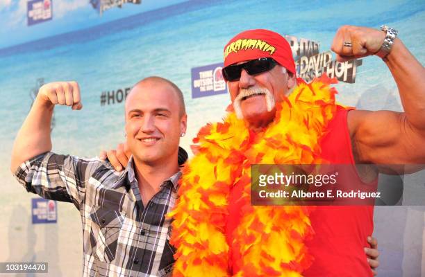 Wrestler Hulk Hogan and son Nick Hogan arrive at the Comedy Central Roast Of David Hasselhoff held at Sony Pictures Studios on August 1, 2010 in...