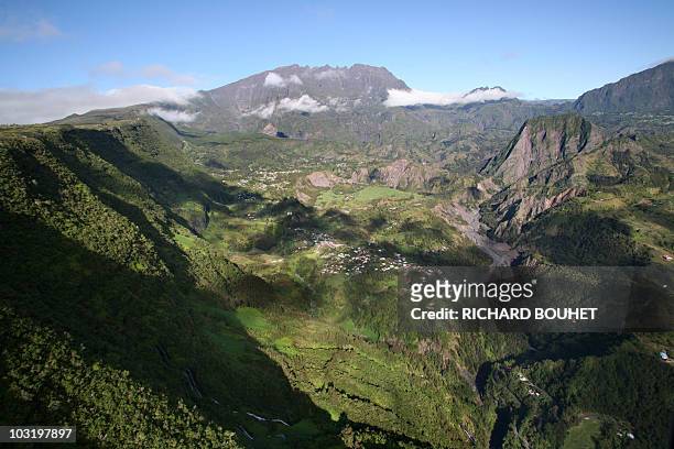 Picture taken on November 24 shows the Salazie corrie with, at right, the Anchain peak, in the France's Reunion island in the Indian Ocean. This site...