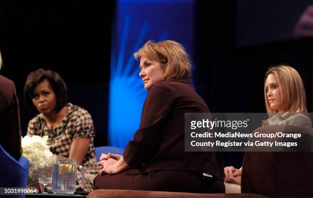 California First Lady Maria Shriver interviews the wives of U.S. Presidential candidates including Michelle Obama, left, Elizabeth Edwards, center,...