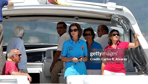 Queen Sofia of Spain on board the "Somni" during the 29th Copa del Rey Mapfre Audi Sailing Cup on August 2, 2010 in Palma de Mallorca, Spain.