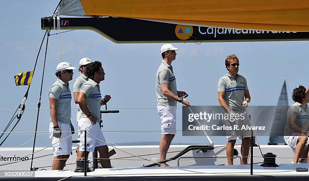 Prince Felipe of Spain on board of the "CAM" during the 29th Copa del Rey Mapfre Audi Sailing Cup on August 2, 2010 in Palma de Mallorca, Spain.