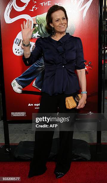 Actress Sigourney Weaver arrives for the premiere of Universal Pictures "Scott Pilgrim vs The World" in Hollywood, California, on July 27, 2010. AFP...