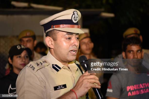 Madhur Verma , DCP, New Delhi district, during The Fearless Run, a midnight run of 5 kilometers which was organised by the Delhi Police in...