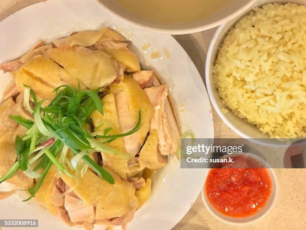 Chicken Rice Set Top View Steamed Chicken Rice Photos and Premium High Res Pictures - Getty Images
