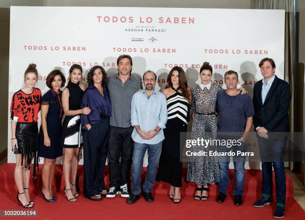 Carla Campra, Inma Cuesta, Sara Salamo, Elvira Minguez, Javier Bardem, Asghar Farhadi, Penelope Cruz, Barbara Lennie and Eduard Fernandez attend the...