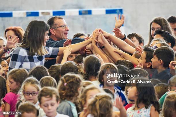 Queen Letizia of Spain attends the opening of 2018/2019 Scholarship course at Baudilio Arce school on September 12, 2018 in Oviedo, Spain.