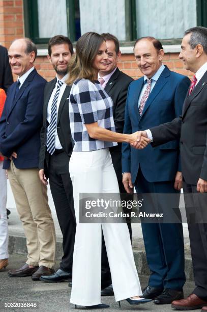 Queen Letizia of Spain attends the opening of 2018/2019 Scholarship course at Baudilio Arce school on September 12, 2018 in Oviedo, Spain.