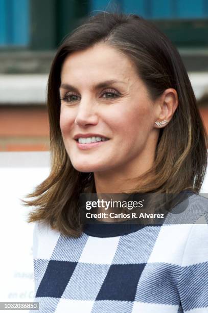 Queen Letizia of Spain attends the opening of 2018/2019 Scholarship course at Baudilio Arce school on September 12, 2018 in Oviedo, Spain.