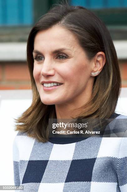 Queen Letizia of Spain attends the opening of 2018/2019 Scholarship course at Baudilio Arce school on September 12, 2018 in Oviedo, Spain.