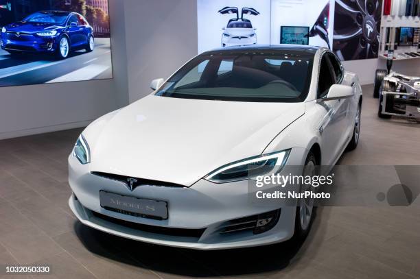 View of Tesla Model S, in Barcelona, Spain, on September 10, 2018.