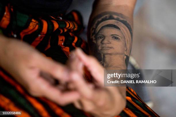 Brazilian human rights activist Monica Teresa Benicio, widow of slain fellow activist Marielle Franco , offers an interview to AFP in Rio de Janeiro,...