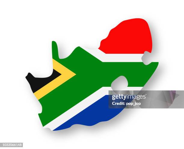 south africa - contour country flag vector flat icon - south african flag stock illustrations