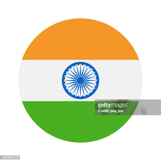 ilustrações de stock, clip art, desenhos animados e ícones de india - round flag vector flat icon - nova deli