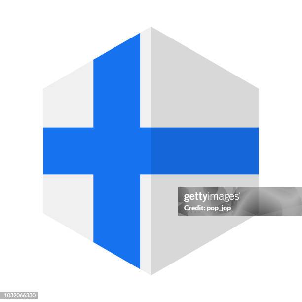 stockillustraties, clipart, cartoons en iconen met finland - zeshoek vlagpictogram vector plat - helsinki