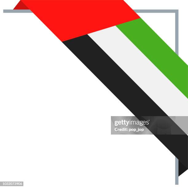 stockillustraties, clipart, cartoons en iconen met verenigde arabische emiraten - corner vlag vector platte bladwijzerpictogram - arabian peninsula