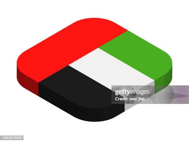 united arab emirates - isometric 3d flag vector flat icon - emirates flag stock illustrations