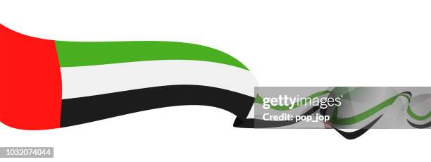 united arab emirates - ribbon flag vector flat icon - the united arab emirates flag stock illustrations