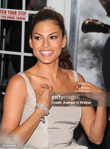 Actress Eva Mendes attends the New York premiere of "The Other Guys" at the Ziegfeld Theatre on August 2, 2010 in New York City.