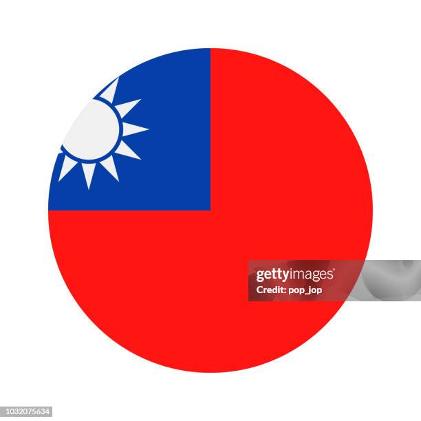 taiwan - round flag vector flat icon - taipei stock illustrations