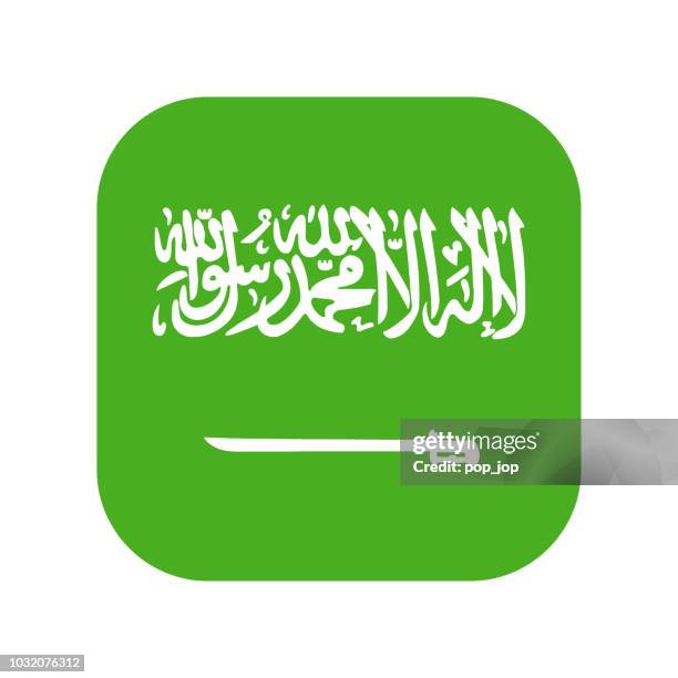 saudi arabia - square flag vector flat icon - riyadh stock illustrations