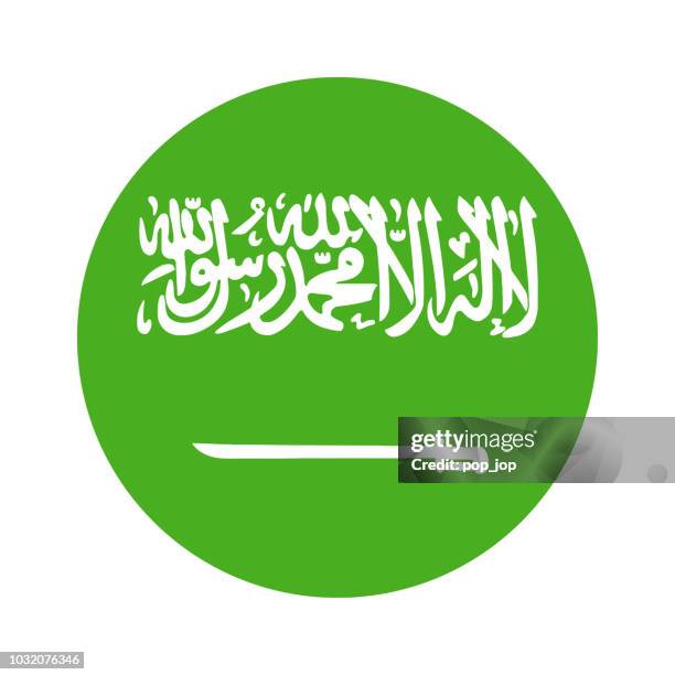 bildbanksillustrationer, clip art samt tecknat material och ikoner med saudiarabien - runda platta flaggikonen vektor - saudi arabia flag