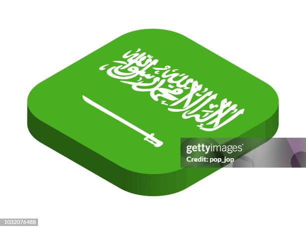 saudi arabia - isometric 3d flag vector flat icon - riyadh stock illustrations