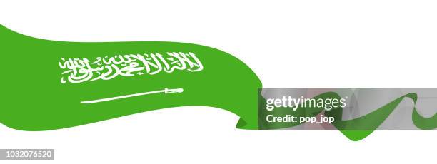 saudi arabia - ribbon flag vector flat icon - riyadh stock illustrations