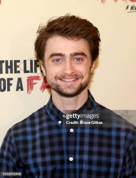 Daniel Radcliffe poses at the "The Lifespan Of A Fact" photocall and meet & greet at The New 42nd Street Studios on September 6, 2018 in New York...