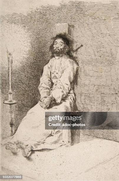 The garroted man. Ca. 1780. Engraving by Goya.