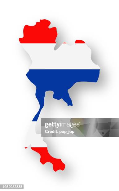 thailand - contour country flag vector flat icon - thai flag stock illustrations